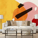 Mashing Sunset mural with modern suns in yellow, orange and pink, Custom Wallpaper Design