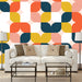 Squared Diamond mural retro design in pink, orange, teal and white, Custom Wallpaper Design