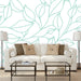 Outlined Vines mural in green on white background, Custom Wallpaper Design