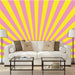 Sun Rays mural in pink and yellow fill up the entire wall, Custom Wallpaper Design