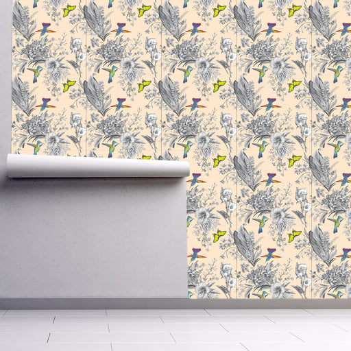 Birds of Paradise - Cream Wallpaper, Custom Wallpaper Design