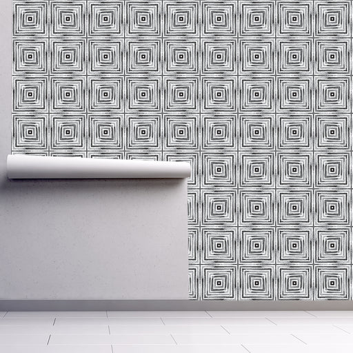 Squared away, Soft Black and White Squares, Custom Wallpaper Design