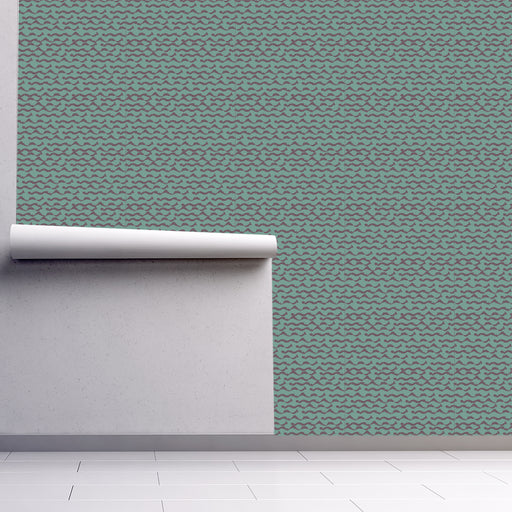 Green Dream, green background with brown waves wallpaper, Custom Wallpaper Design