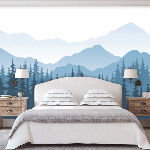 Mountain Madness mural, enjoy the mountain scenery with large pine trees, Custom Wallpaper Design