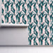 Palm Fronds and Petals in green on light pink background wallpaper, Custom Wallpaper Design