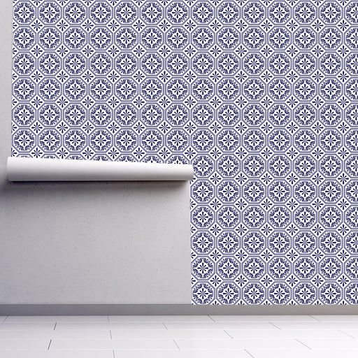 Blue Tiled Visions, Custom Wallpaper Design