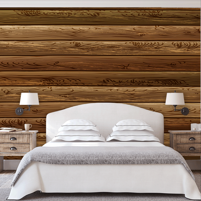 Timber Tales mural of rustic horizontal beams, Custom Wallpaper Design