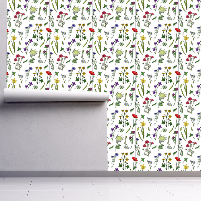 Wildflower Bouquet Breeze, Custom Wallpaper Design